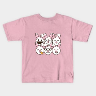 Cute bunny rabbit emoticons Kids T-Shirt